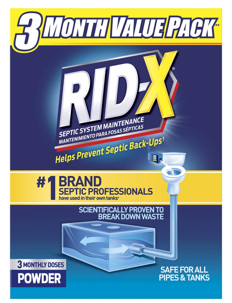 ريد-إكس معالجة RID-X للصرف الصحي، معالجة خزانات الصرف الصحي، كمية من المسحوق تكفي لمدة 3 أشهر، 29.4 أونصة - Image 1